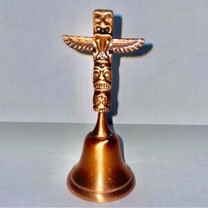 Vintage Century Canada Totem Pole Copper Collectible Bell 4.5” High Clear Ring